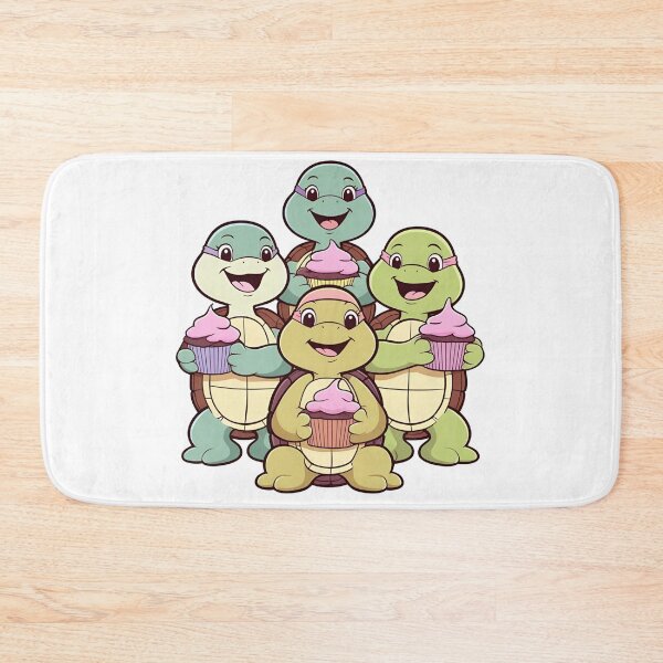 Item preview, Cute Turtles Holding Cupcakes – Adorable Cartoon Art designed and sold by GrafiShop.