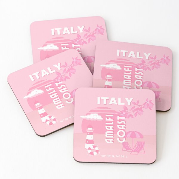 Item preview, Amalfi Coast, Travel Art, Pink designed and sold by Magic Love Art Print.