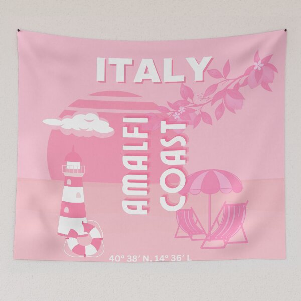 Item preview, Amalfi Coast, Travel Art, Pink designed and sold by Magic Love Art Print.