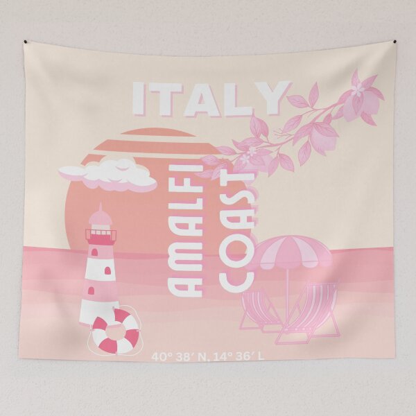 Item preview, Amalfi Coast, Travel Art, Preppy Travel, Pastel designed and sold by Magic Love Art Print.