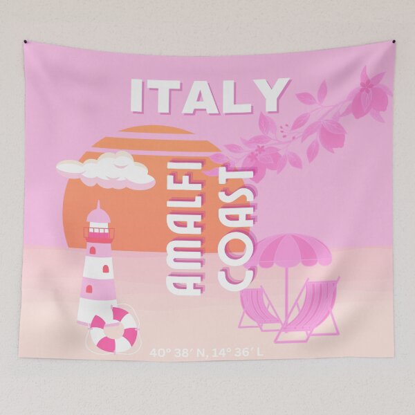 Item preview, Amalfi Coast, Travel Art, Preppy Travel, Pink designed and sold by Magic Love Art Print.