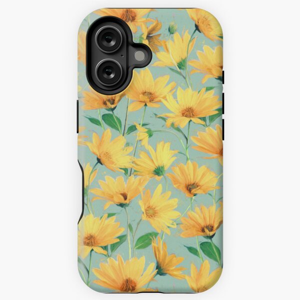 Item preview, Painted Golden Yellow Daisies on soft sage green designed and sold by micklyn.