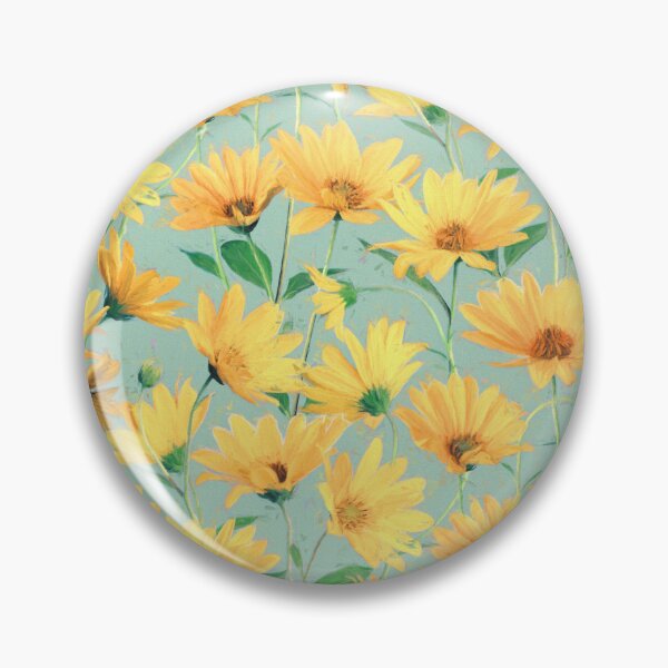 Item preview, Painted Golden Yellow Daisies on soft sage green designed and sold by micklyn.