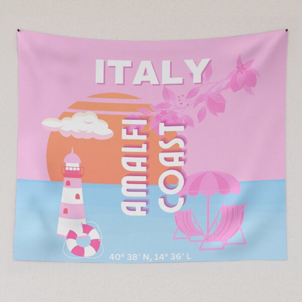 Item preview, Amalfi Coast Travel Art, Preppy Travel, Pink designed and sold by Magic Love Art Print.