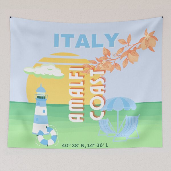 Item preview, Italy Travel Art, Amalfi Coast, Preppy Travel, Blue designed and sold by Magic Love Art Print.