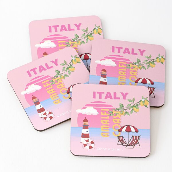 Item preview, Amalfi Coast, Preppy Travel, Pink designed and sold by Magic Love Art Print.