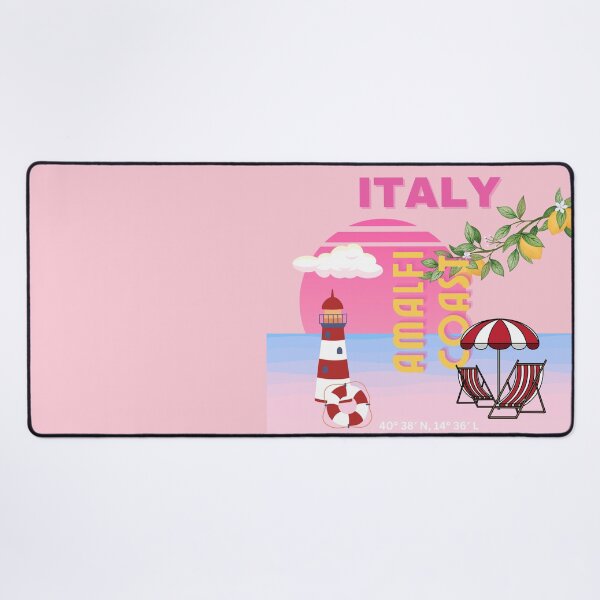 Item preview, Amalfi Coast, Preppy Travel, Pink designed and sold by Magic Love Art Print.