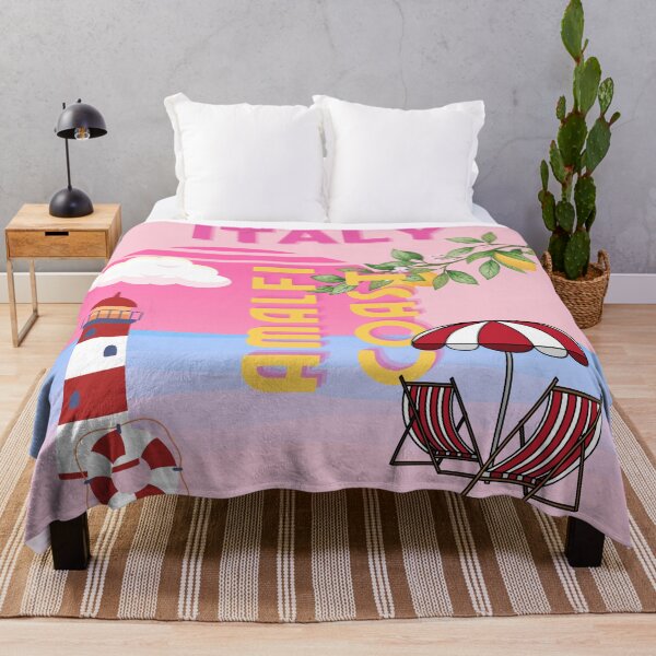 Item preview, Amalfi Coast, Preppy Travel, Pink designed and sold by Magic Love Art Print.