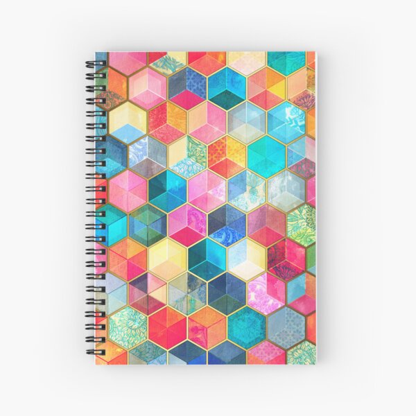 Item preview, Crystal Bohemian Honeycomb Cubes - colorful hexagon pattern designed and sold by micklyn.