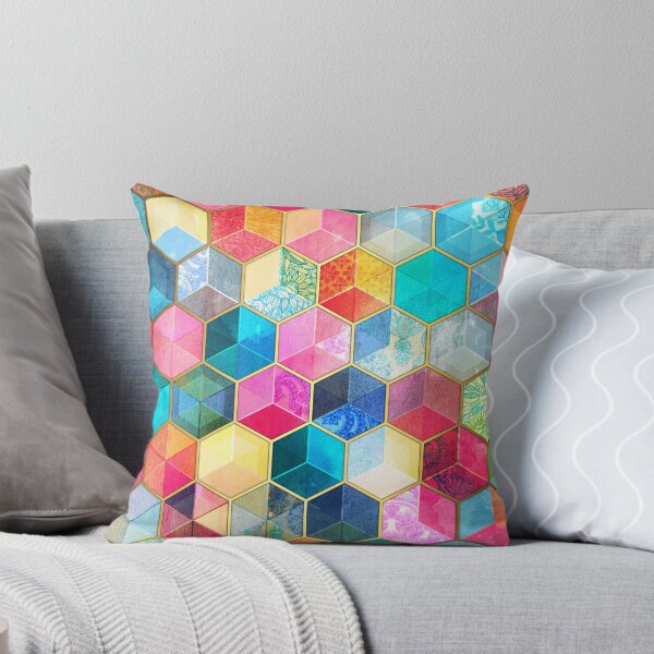 Item preview, Crystal Bohemian Honeycomb Cubes - colorful hexagon pattern designed and sold by micklyn.