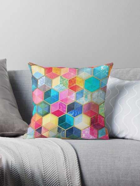 Artikel-Vorschau von Crystal Bohemian Honeycomb Cubes - buntes Sechseckmuster, designt und verkauft von micklyn.