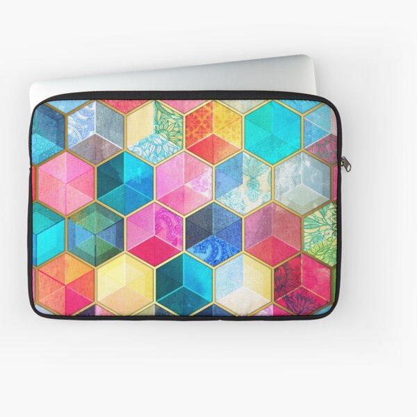 Vista previa del artículo con la obra «Cubos de panal de cristal bohemio: patrón hexagonal colorido», diseñado y vendido por micklyn.