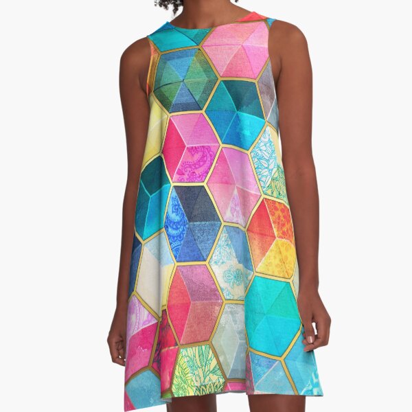 Item preview, Crystal Bohemian Honeycomb Cubes - colorful hexagon pattern designed and sold by micklyn.