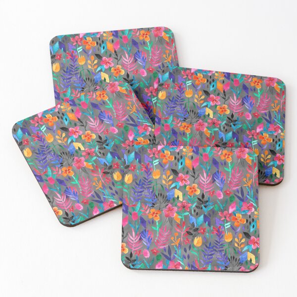Item preview, Popping Color Painted Floral on Grey designed and sold by micklyn.