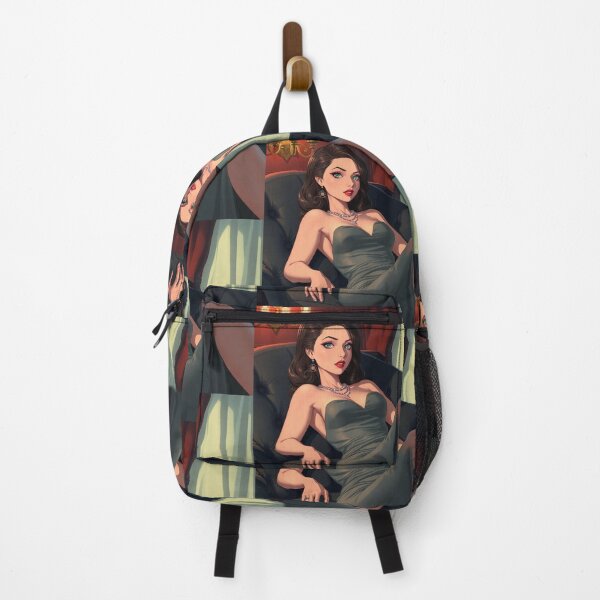 Item preview, A Beautiful 40s Art Deco Style portrait of a dark haired pretty starlet girl designed and sold by Vintage Designs +.