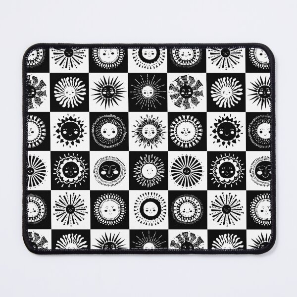 Item preview, sunshine messenger- cute fun adorable positive radiating suns in black and white geometric checkers pattern designed and sold by artgeige.