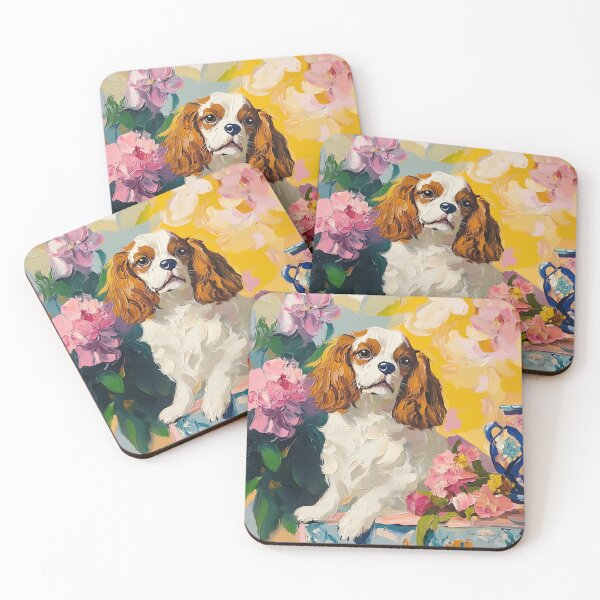 Item preview, Grandmillennial art, King Charles Spaniel in Italian landscape designed and sold by SophieClimaArt.
