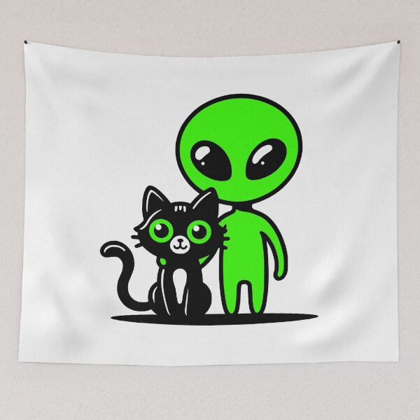 Item preview, Cute Alien Black Cat Friends designed and sold by roswellboutique.