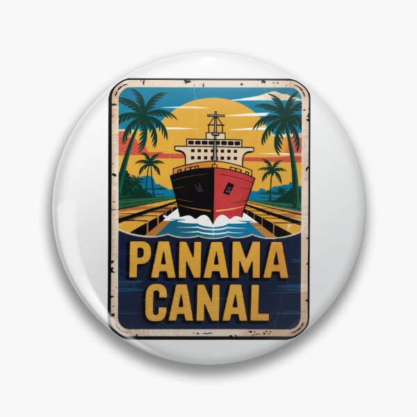 Item preview, Panama Canal Vintage Retro Design – Vintage boat trip through tropical landscape designed and sold by pod24.