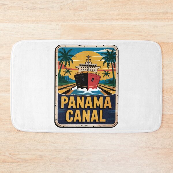 Item preview, Panama Canal Vintage Retro Design – Vintage boat trip through tropical landscape designed and sold by pod24.