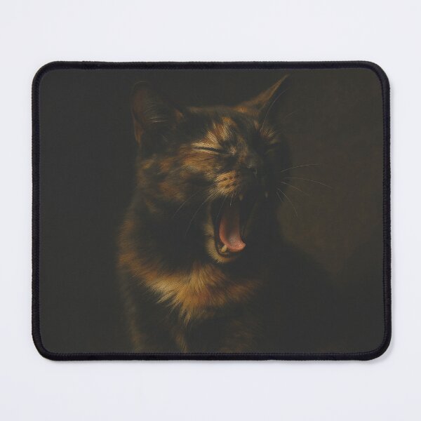 Item preview, Dramatic Yawn – Tortoiseshell Cat in Baroque Style designed and sold by LesChatsArt.
