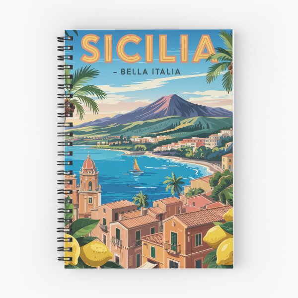 Item preview, Sicily Italy Retro Vintage Poster – Mediterranean Coast, Lemons & Sea View designed and sold by pod24.