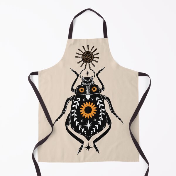 Item preview, tribal floral boho magical beetle in black white yellow designed and sold by artgeige.