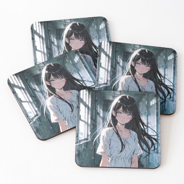 Item preview, Dark Aesthetic Anime Girl with Blue Eyes in Haunted Hallway designed and sold by Animepic222.