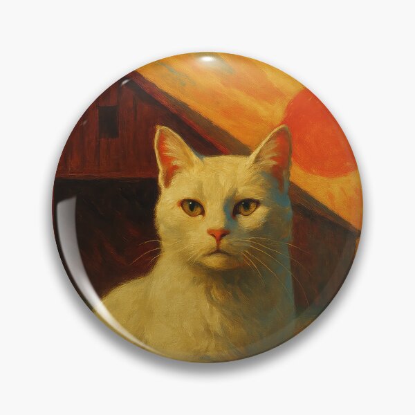Item preview, Dawn of the Farm – White Moggy in Socialist Realism Style designed and sold by LesChatsArt.