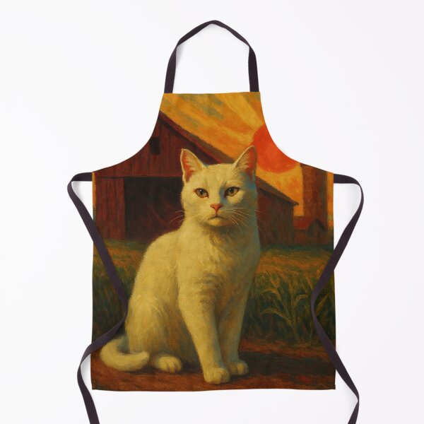 Item preview, Dawn of the Farm – White Moggy in Socialist Realism Style designed and sold by LesChatsArt.