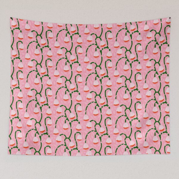 Item preview, Trailing Bell Flowers on Pink – Elegant Botanical Floral Pattern designed and sold by Ema Tudose.