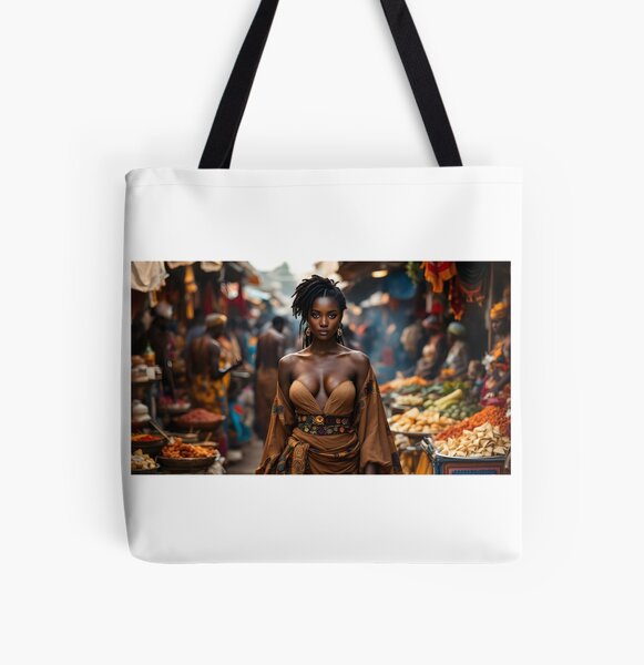 Vista previa del artículo con la obra «Mercado callejero africano 2 para escritorio», diseñado y vendido por GlobalRecipeVlt.
