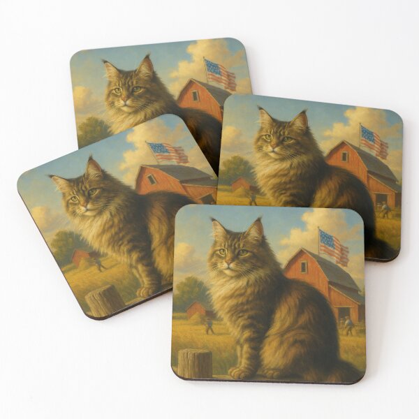 Item preview, Heartland Watcher – Maine Coon in American Scene Style designed and sold by LesChatsArt.
