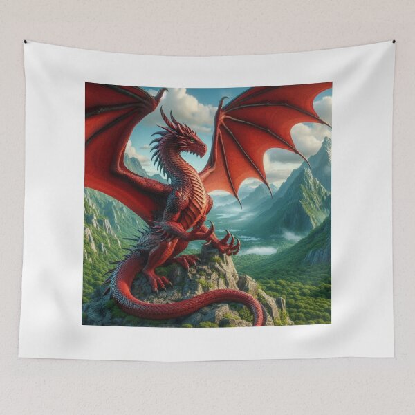 Item preview, Red Dragon with Open Wings on Hill top designed and sold by kharatsuchita.