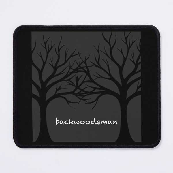 Item preview, Dark forest silhouette with “backwoodsman” text. designed and sold by majownik.