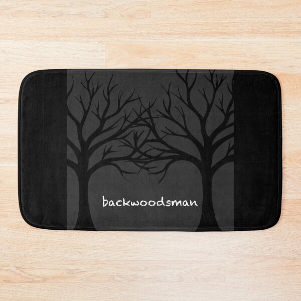 Item preview, Dark forest silhouette with “backwoodsman” text. designed and sold by majownik.