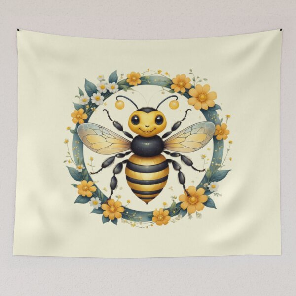 Item preview, Flowers with Bee Artwork designed and sold by Planetporridge.
