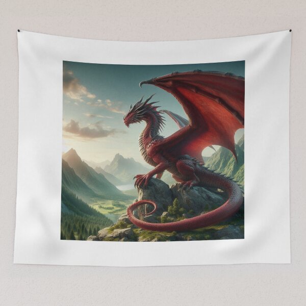 Item preview, Medieval Red Dragon in Mountains designed and sold by kharatsuchita.