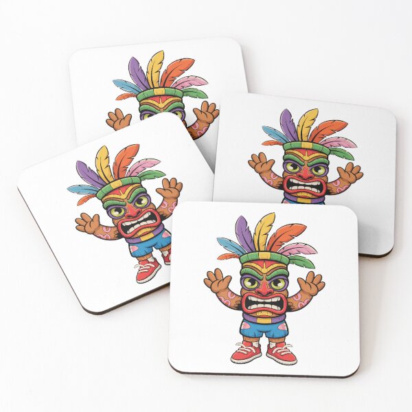 Item preview, Colorful Tribal Mask Character with Feathers – Cartoon Island Warrior Design designed and sold by Trend Pixel Co..