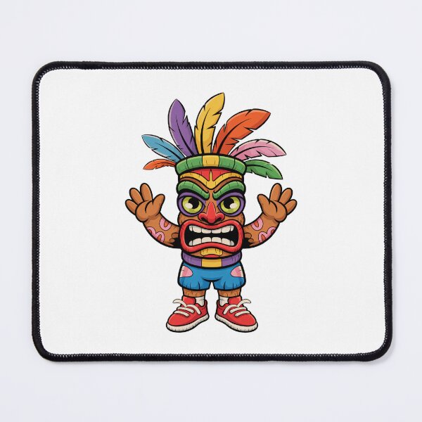 Item preview, Colorful Tribal Mask Character with Feathers – Cartoon Island Warrior Design designed and sold by Trend Pixel Co..
