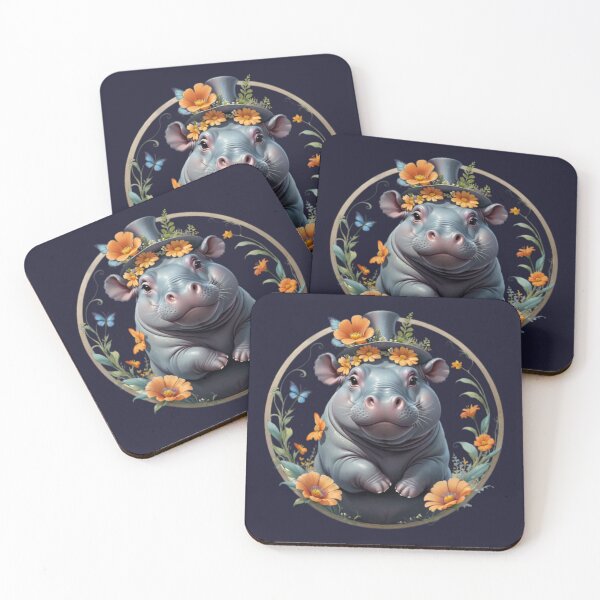 Item preview, Flowers with Hippo Artwork designed and sold by Planetporridge.