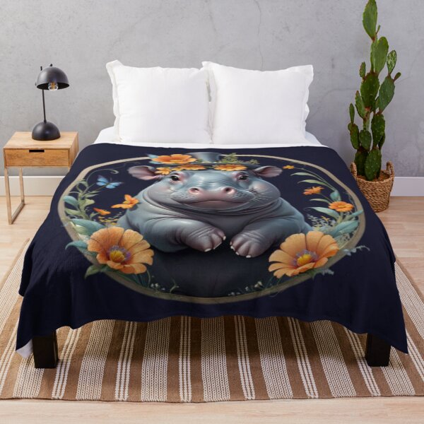 Item preview, Flowers with Hippo Artwork designed and sold by Planetporridge.
