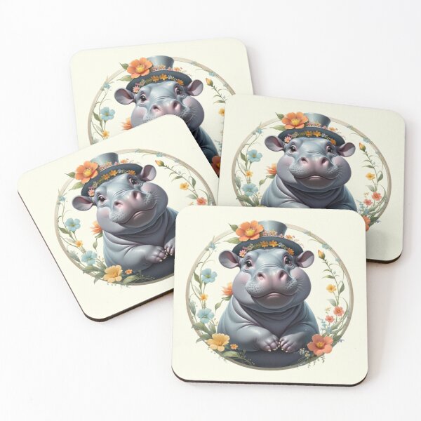 Item preview, Flowers and Hippo Art designed and sold by Planetporridge.