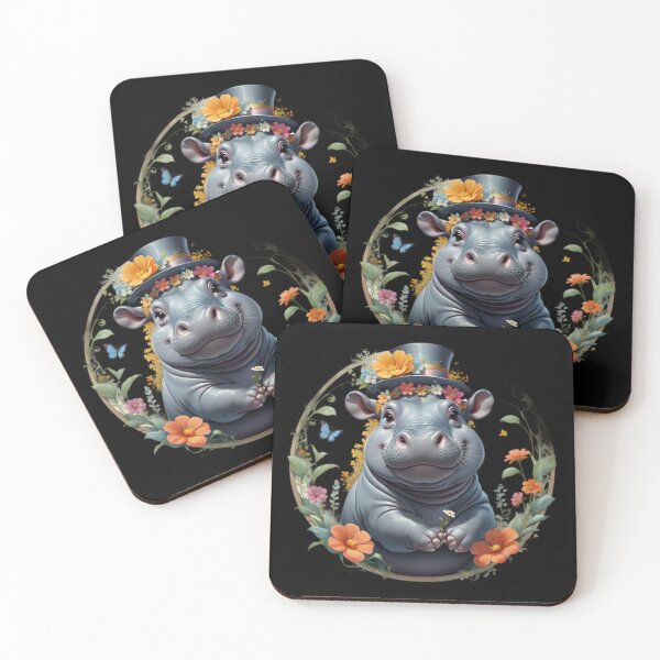 Item preview, Cute Flowers with Hippo Art designed and sold by Planetporridge.