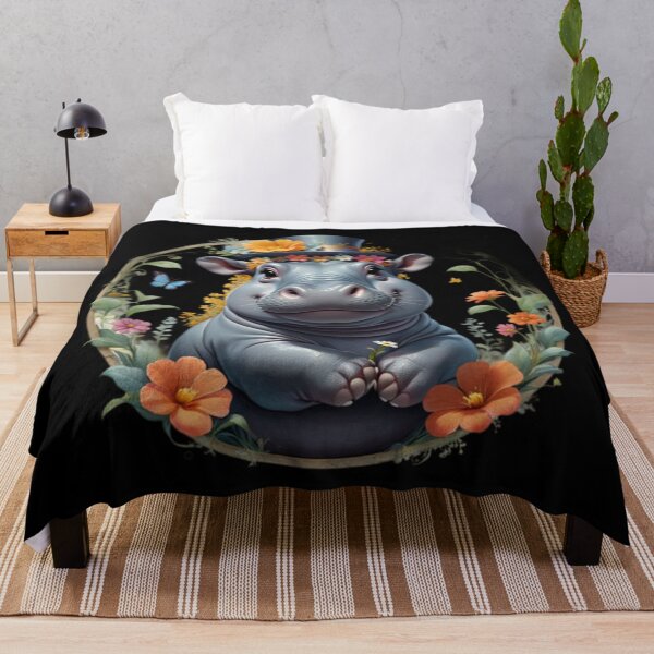 Item preview, Cute Flowers with Hippo Art designed and sold by Planetporridge.