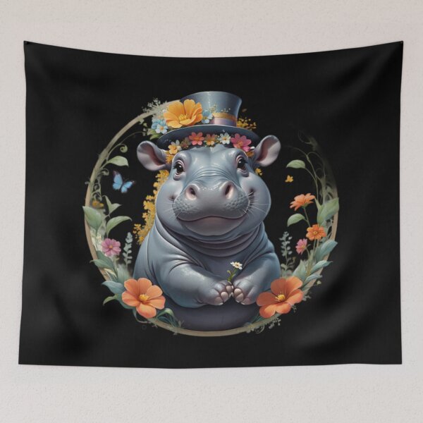 Item preview, Cute Flowers with Hippo Art designed and sold by Planetporridge.