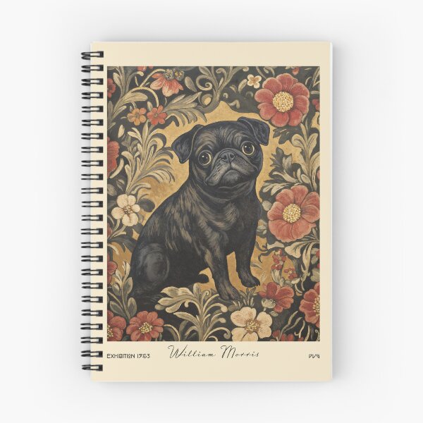 Item preview, William Morris Black Pug Floral designed and sold by MidCenturyStore.