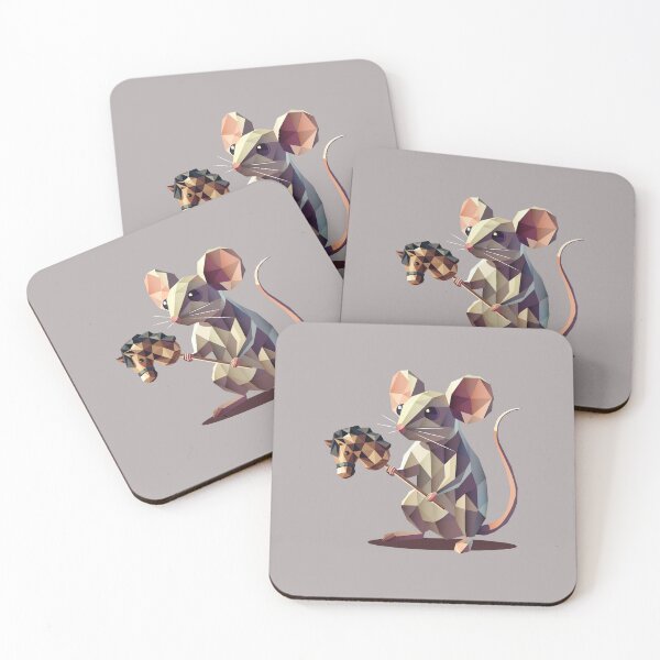 Item preview, Playful mouse with hobby horse in polygon style designed and sold by Kisho.