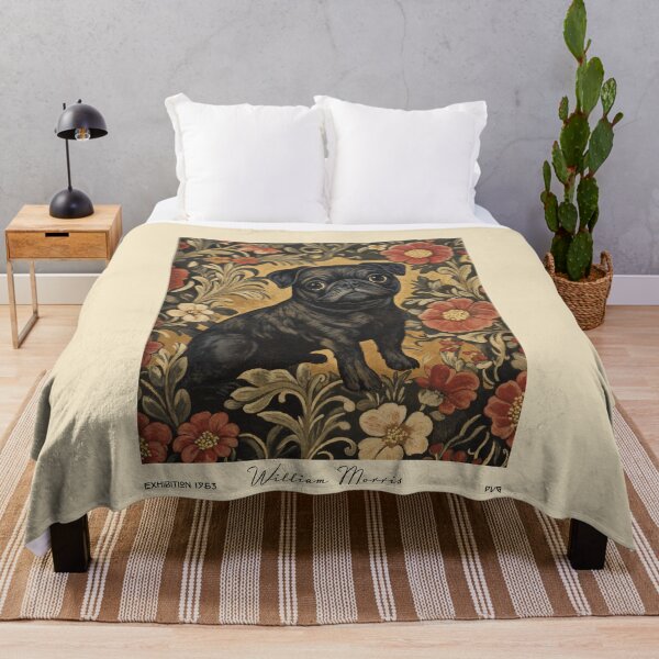 Item preview, William Morris Black Pug Floral designed and sold by MidCenturyStore.