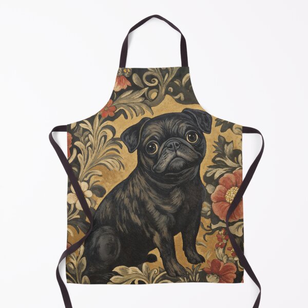 Item preview, William Morris Black Pug Floral designed and sold by MidCenturyStore.